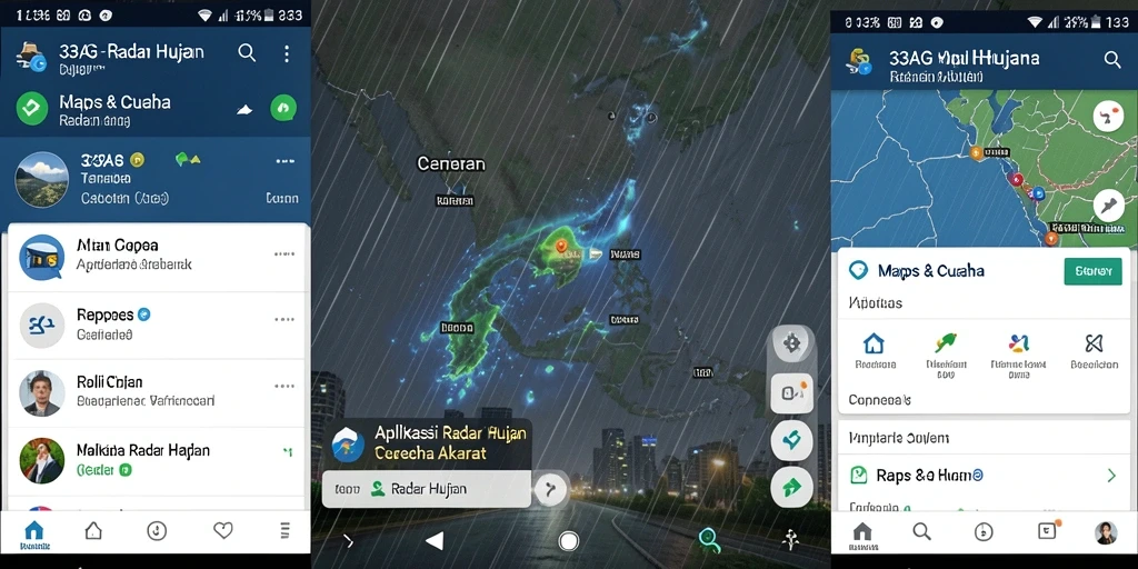 Tampilan antarmuka aplikasi Radar Hujan 33AG yang informatif.