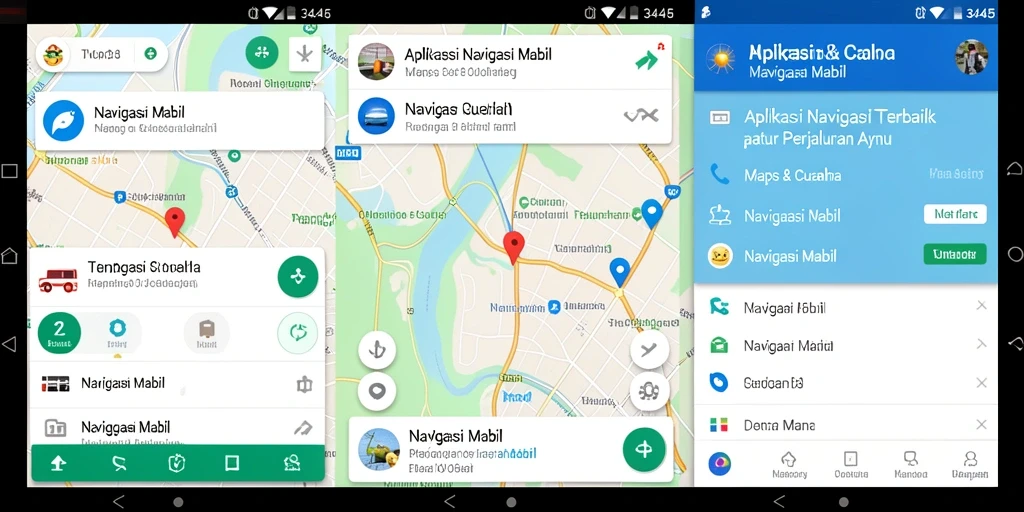 Tampilan antarmuka aplikasi 3446 untuk navigasi mobil yang jelas dan mudah dipahami.