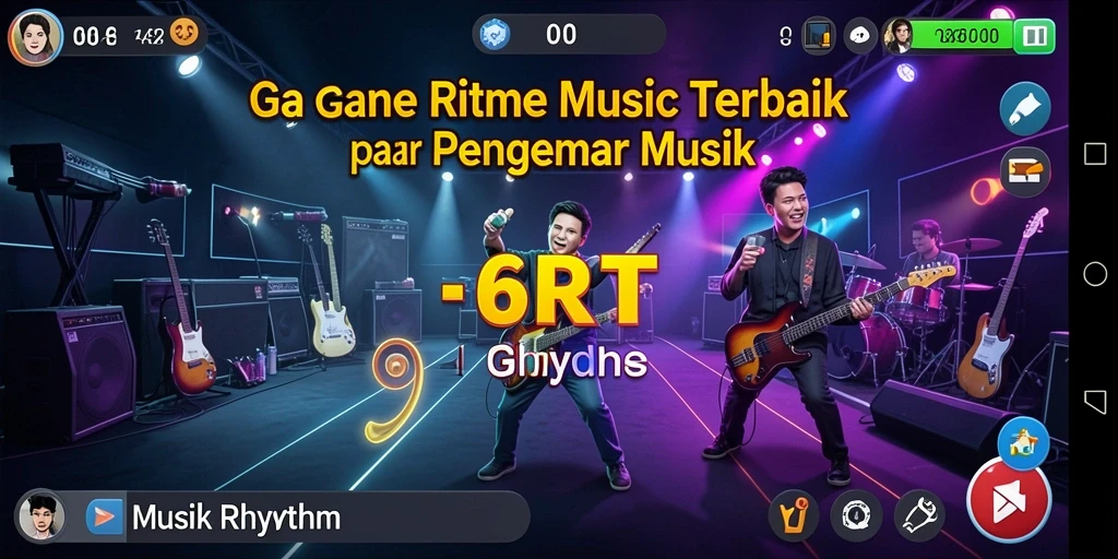 Antarmuka menarik dengan berbagai pilihan lagu Musik Rhythm.