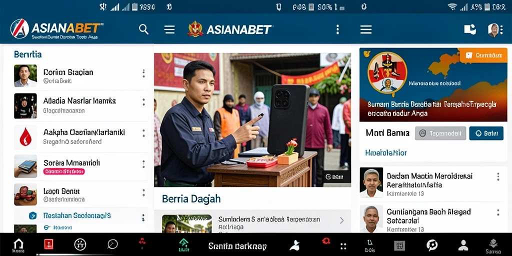 Antarmuka ASIANABET yang menampilkan berita daerah dengan jelas.