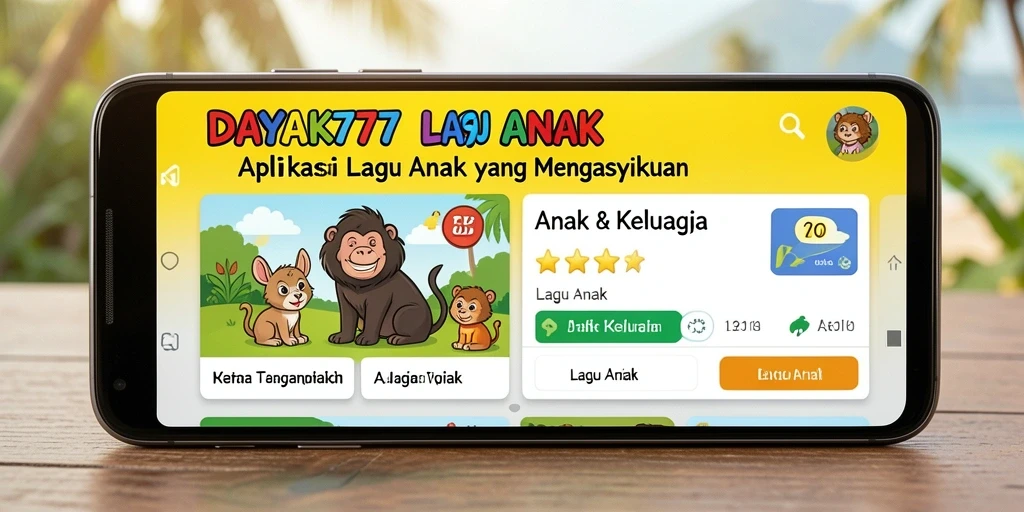 Antarmuka aplikasi DAYAK777 yang menarik dengan lagu anak.