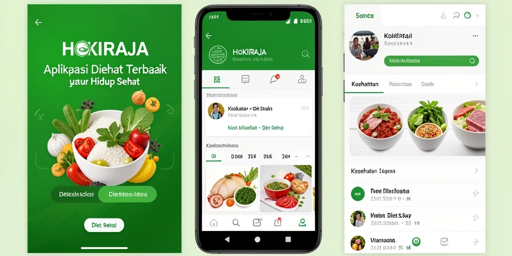 Antarmuka aplikasi HOKIRAJA yang intuitif untuk Diet Sehat.