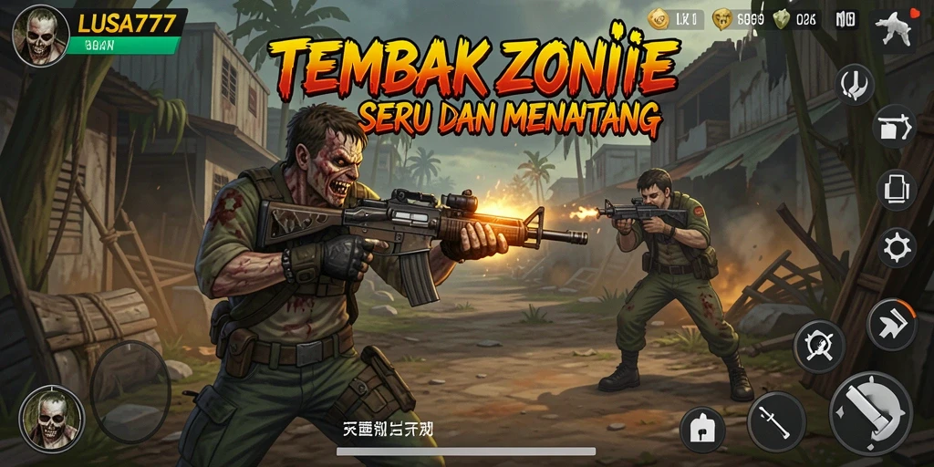 Antarmuka menarik dan menyenangkan di game Tembak Zombie LUSA777.